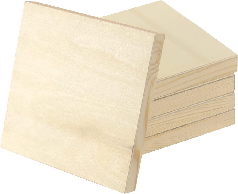 JOIKIT 20 Pack Wood Canvas Panels 6 x 6 x 5/8 Inch, Wooden Canvas Board 15x15x1cm Unfinished Wood Cradled Painting Panel Boards, Artist Wooden Canvases for Burning, Pouring, String Art, Crafts - Image 4